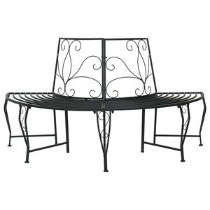 vidaXL Banc d'Arbre 4-Nombre de places 160 x 80 x 89 cm Acier Noir