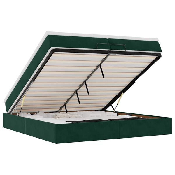 vidaXL Cadre de lit ottoman avec matelas vert fonc&eacute; 200x200 cm velours