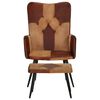 vidaXL Fauteuil avec repose-pieds Marron Cuir v&eacute;ritable et toile