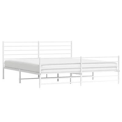 vidaXL Cadre de lit métal sans matelas et pied de lit blanc 180x200 cm