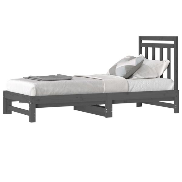 vidaXL Lit coulissant sans matelas gris 2x(90x200) cm