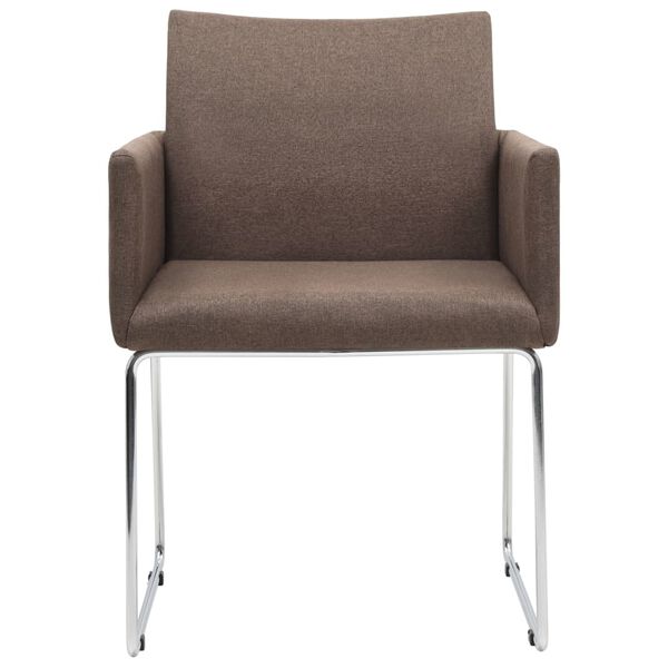 vidaXL Chaises &agrave; manger lot de 2 marron tissu