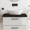 vidaXL Comptoir de salle de bain marron fonc&eacute; bois massif trait&eacute;