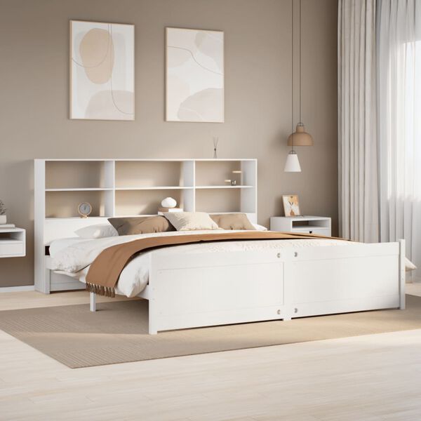 vidaXL Lit biblioth&egrave;que sans matelas blanc 180x200 cm bois pin massif