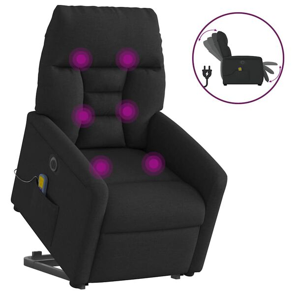 vidaXL Fauteuil inclinable de massage &eacute;lectrique Noir Tissu