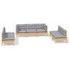 vidaXL Salon de jardin 7 pcs avec coussins gris bois de pin massif