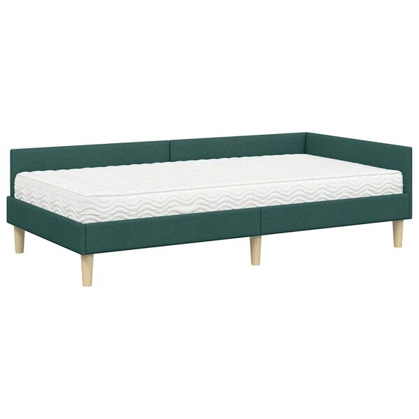 vidaXL Cadre de lit d'angle avec matelas avec matelas 2 pcs Vert tissu