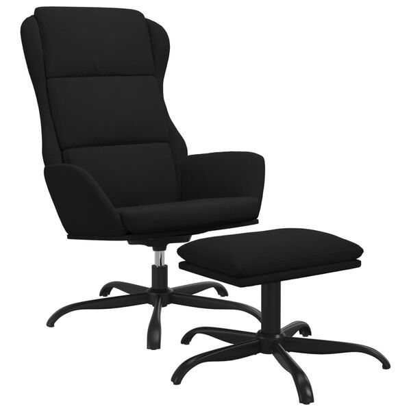 vidaXL Chaise de relaxation avec repose-pied Noir Tissu microfibre