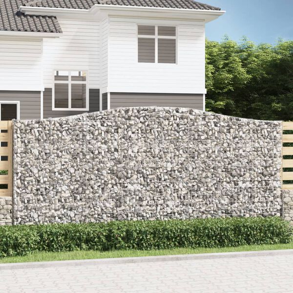 vidaXL Paniers &agrave; gabions arqu&eacute;s 3 pcs 400x30x180/200 cm Fer galvanis&eacute;