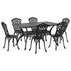 vidaXL Ensemble de salle &agrave; manger pour jardin 7 pc Noir Aluminium
