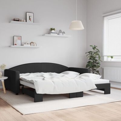 vidaXL Lit de jour avec gigogne sans matelas noir 100x200 cm