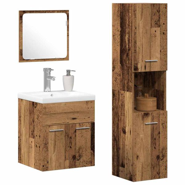 vidaXL Ensemble de mobilier de salle de bain 4 pcs Bois ancien