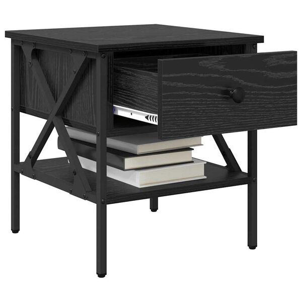 vidaXL Table de chevet avec tiroir 2 pcs Ch&ecirc;ne noir 40 x 42 x 45 cm