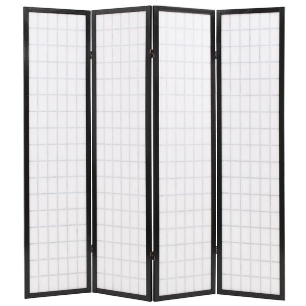 vidaXL Cloison de s&eacute;paration 4 panneaux Style japonais 160x170 cm Noir