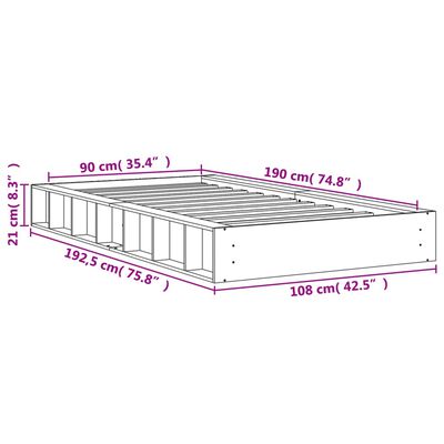 vidaXL Cadre de lit cire marron 90x190 cm bois de pin massif