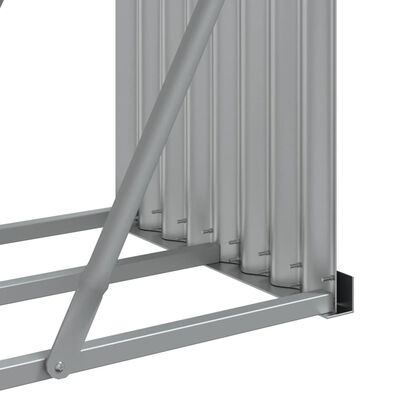 vidaXL Porte-bûches gris clair 300x45x100 cm acier galvanisé