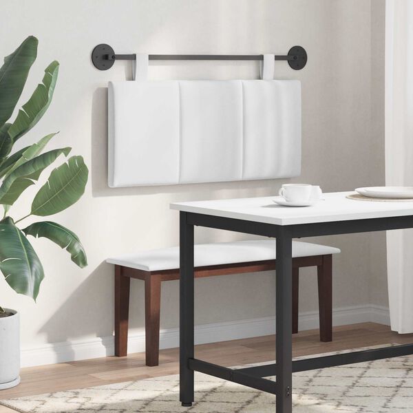 vidaXL T&ecirc;te de lit suspendue Montage mural Blanc 90 x 55 x 5 cm tissu