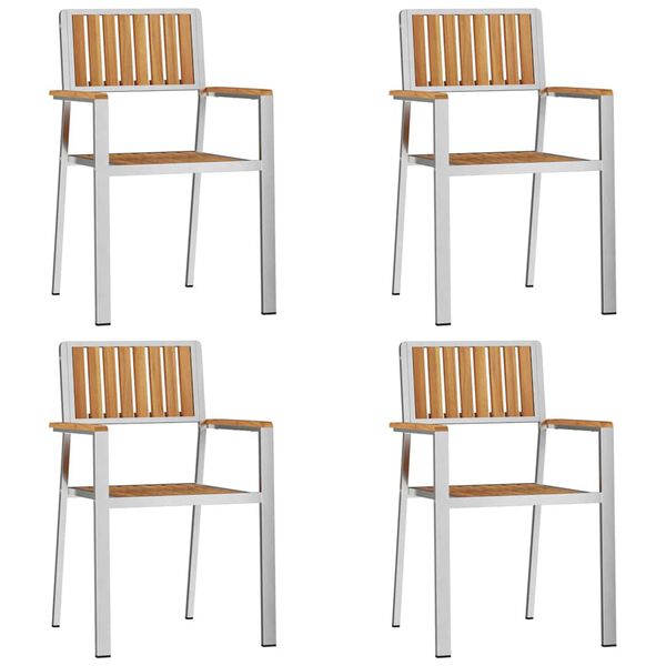 vidaXL Chaise de jardin 4 pcs Marron Bois de teck massif