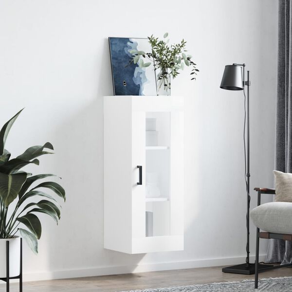 vidaXL Armoire murale blanc brillant 34,5x34x90 cm