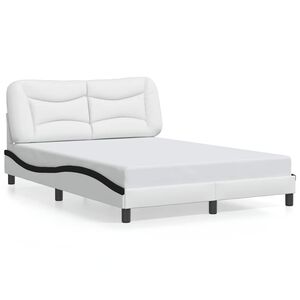 vidaXL Cadre de lit sans matelas Hvar blanc et noir 140x200 cm similicuir