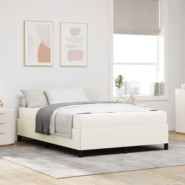 vidaXL Cadre de lit avec matelas Cr&egrave;me 140 x 200 cm tissu