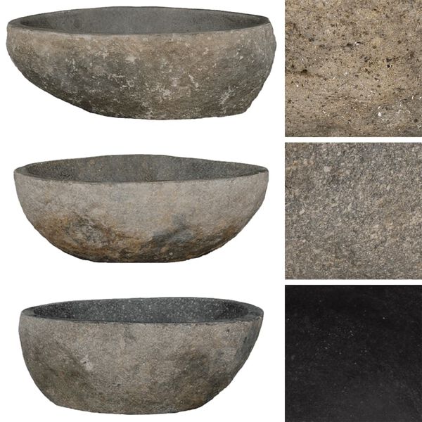 vidaXL Lavabo en pierre de rivi&egrave;re ovale (29-38)x(24-31) cm