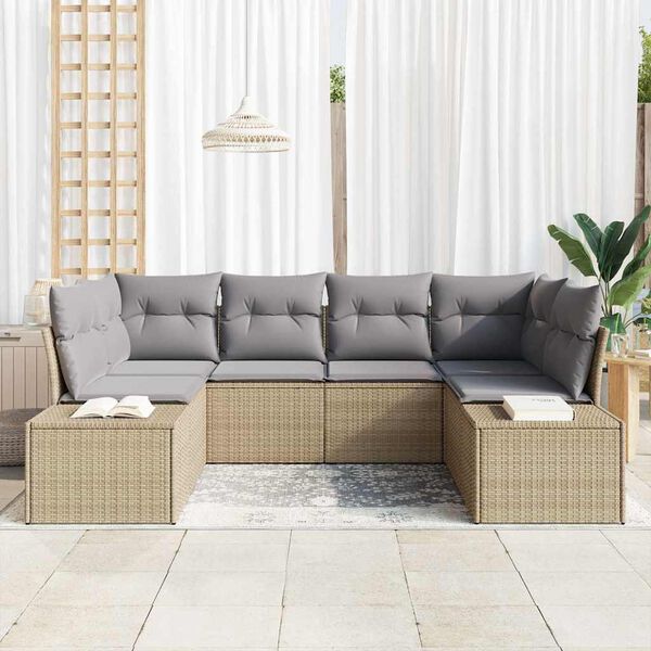 vidaXL Ensemble de canap&eacute; de jardin 6 pcs Beige et Gris clair