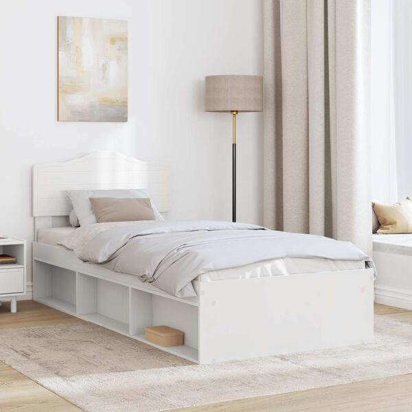 vidaXL Cadre de lit Blanc 90 x 200 cm Bois de pin massif