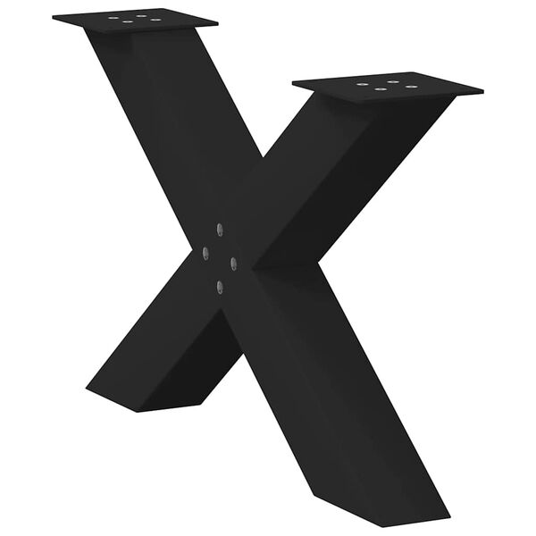 vidaXL Pieds de table basse en forme de X, 2 pi&egrave;ces, noir, 70 x (42-43) cm, acier