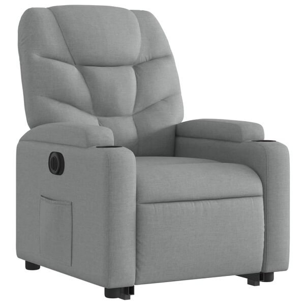 vidaXL Fauteuil inclinable &eacute;lectrique gris clair tissu
