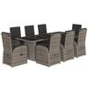 vidaXL Ensemble &agrave; manger de jardin 9 pcs coussins gris r&eacute;sine tress&eacute;e