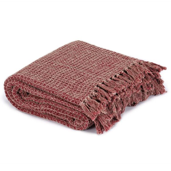vidaXL Couverture en coton 160 x 210 cm Bordeaux
