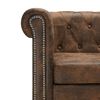 vidaXL Canap&eacute; Chesterfield en forme de L cuir daim artificiel marron