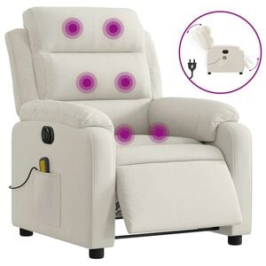 vidaXL Fauteuil inclinable de massage &eacute;lectrique cr&egrave;me velours