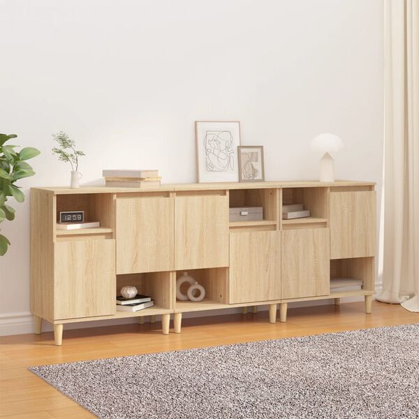 vidaXL Buffets 3 pcs ch&ecirc;ne sonoma 60x35x70 cm bois d'ing&eacute;nierie
