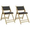 vidaXL Chaises de bistro pliantes lot de 2 coussins gris fonc&eacute; bambou