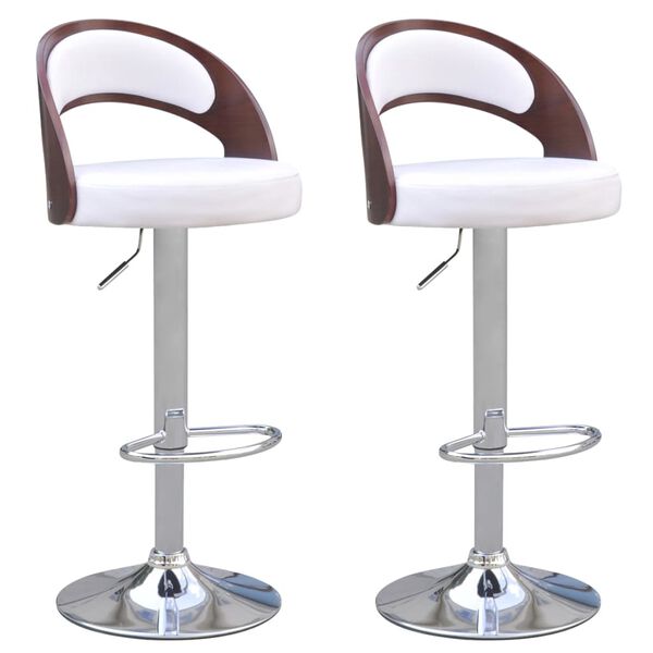 vidaXL Tabourets de bar lot de 2 cadre en bois courb&eacute; cuir synth&eacute;tique
