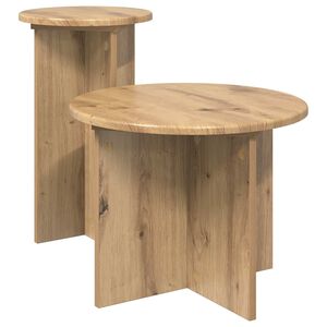 vidaXL Ensemble de tables d'appoint 2 pi&egrave;ces Ch&ecirc;ne artisanal