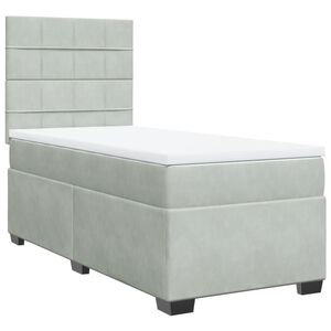 vidaXL Sommier &agrave; lattes de lit et matelas Gris clair 80x200 cm Velours