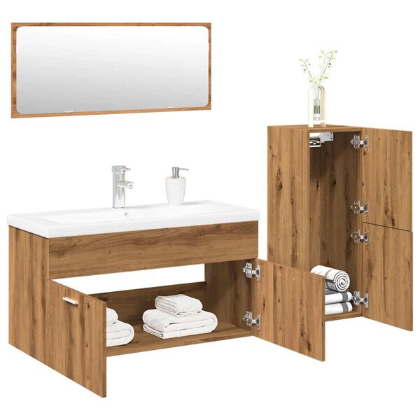 vidaXL Ensemble de meubles salle de bain 4 pcs bois d'ing&eacute;nierie