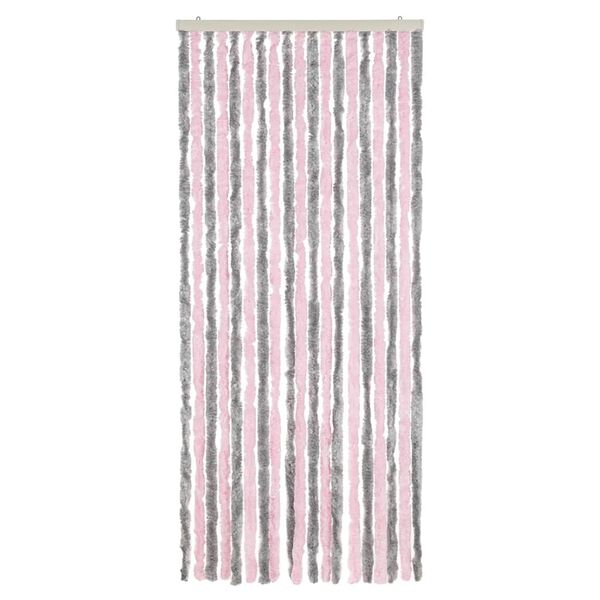 vidaXL Rideau anti-mouches gris argent&eacute; et rose 56x185 cm chenille