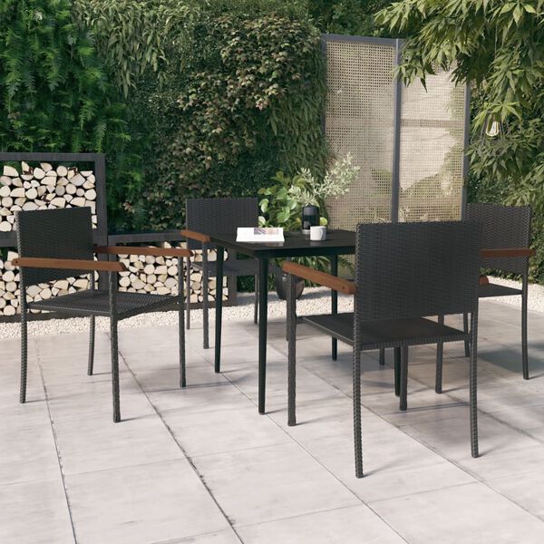 vidaXL Ensemble &agrave; manger de jardin 5 pcs Noir