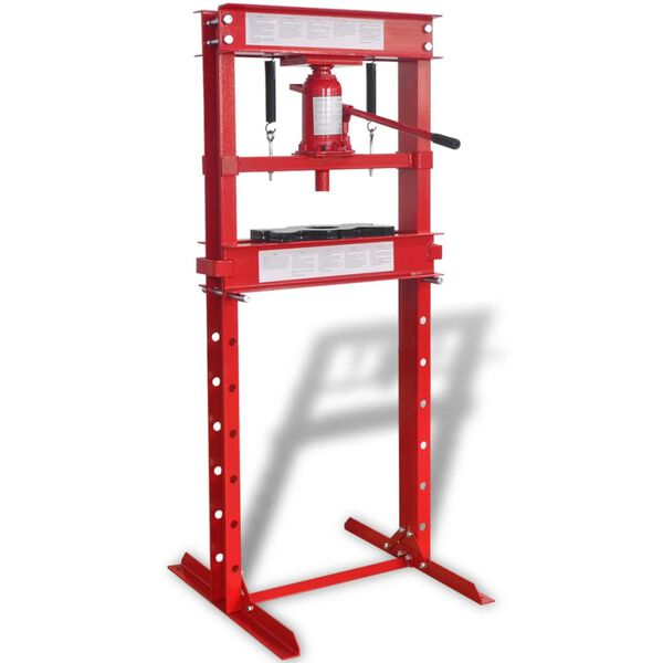 vidaXL Presse d'atelier 20 tonnes Rouge