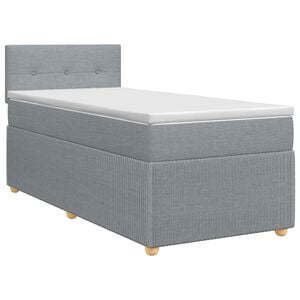 vidaXL Lit boxspring avec matelas Gris clair 90 x 190 cm Tissu