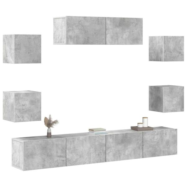 vidaXL Ensemble de meubles TV 7 pcs Gris b&eacute;ton Bois d'ing&eacute;nierie