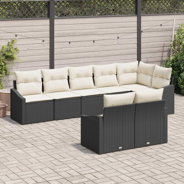 vidaXL Ensemble de canapé de jardin 8 pcs Noir et Blanc polyrotin