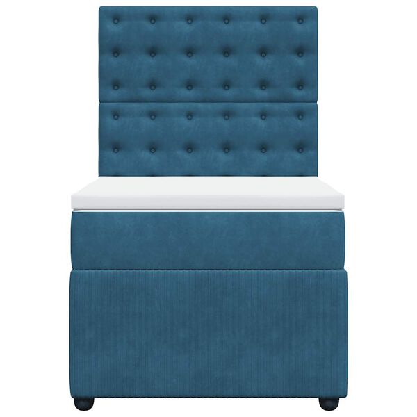 vidaXL Sommier &agrave; lattes de lit avec matelas Bleu fonc&eacute; 90x200 cm