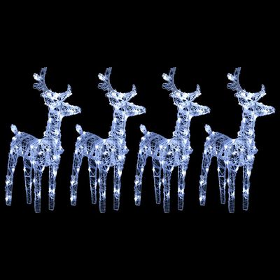 vidaXL Rennes de Noël 4 pcs 160 LED Blanc froid Acrylique