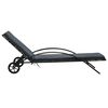 vidaXL Chaises longues avec table R&eacute;sine tress&eacute;e Anthracite