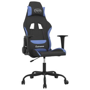 vidaXL Chaise de jeu de massage Noir et bleu Tissu